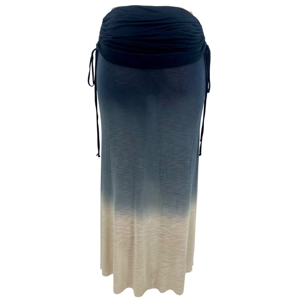 Young Fabulous & Broke Blue Ombre Fold Over Waist Ruched Sides Boho Maxi Skirt - Picture 6 of 16